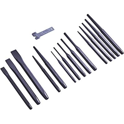 Amtech I1225 16pc Mechanics' Punch & Chisel Set – Carbon Steel Pin, Taper & Cold Chisels with Gauge – Ideal for Automotive & Metalwork Use Amtech I1225 16pc Mechanics' Punch & Chisel Set – Carbon Steel Pin, Taper & Cold Chisels with Gauge – Ideal for Automotive & Metalwork Use