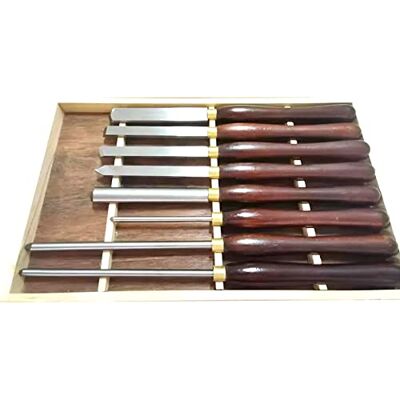 SEEHA 8 Pcs Wood Turning Tools, Woodworking Lathe Chisel with Blade Hardwood Handles, Wooden Case,High Speed Steel Gouge Set for Beginners to Intermediate Artisans SEEHA 8 Pcs Wood Turning Tools, Woodworking Lathe Chisel with Blade Hardwood Handles, Wooden Case,High Speed Steel Gouge Set for Beginners to Intermediate Artisans
