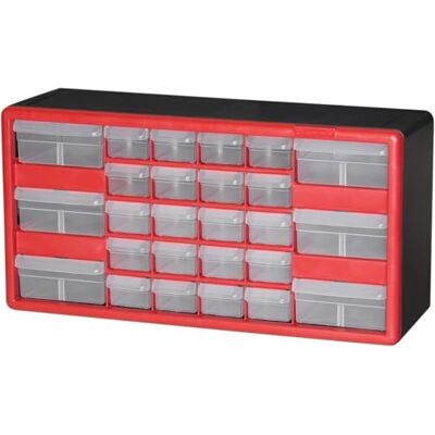 Akro-Mils 10126 26-Drawer Plastic Drawer Storage Cabinet for Garage Organization, Teacher Toolbox, Makeup Organizer, and More, 50.8 cm W x 16 cm D x 26 cm H, Red Akro-Mils 10126 26-Drawer Plastic Drawer Storage Cabinet for Garage Organization, Teacher Toolbox, Makeup Organizer, and More, 50.8 cm W x 16 cm D x 26 cm H, Red