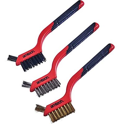 Amtech S3535 Brush Set for Intricate Cleaning, 3-piece set includes Nylon, Brass and Steel Brushes, each with 2-in-1 Mini Brush Head Amtech S3535 Brush Set for Intricate Cleaning, 3-piece set includes Nylon, Brass and Steel Brushes, each with 2-in-1 Mini Brush Head