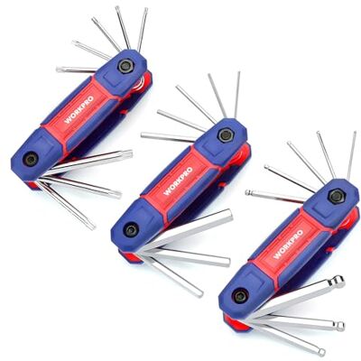 WORKPRO 24-Piece Folding Hex Key Set for Bikes Automobile Machinery Repair Metric Ball End Key, Hex Keys, Torx Keys, Cr-V Steel WORKPRO 24-Piece Folding Hex Key Set for Bikes Automobile Machinery Repair Metric Ball End Key, Hex Keys, Torx Keys, Cr-V Steel