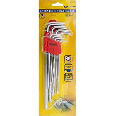BARGAINS-GALORE 9PC Extra Long TORX Key Set Heavy Duty L Shape Hard Steel Security SPANNERS Tool BARGAINS-GALORE 9PC Extra Long TORX Key Set Heavy Duty L Shape Hard Steel Security SPANNERS Tool