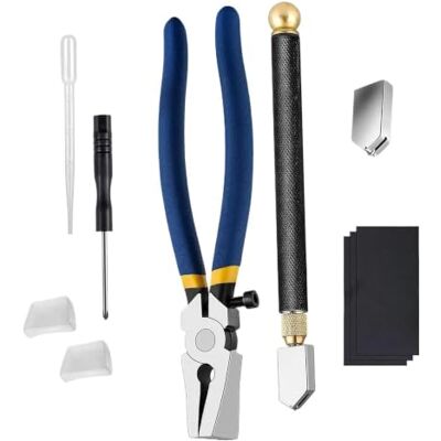 SDIUAKBV Glass Cutter Glass Mosaic Cutter Kits With Screwdriver Carbide Wheel Oil Feed And Pliers For Art Material SDIUAKBV Glass Cutter Glass Mosaic Cutter Kits With Screwdriver Carbide Wheel Oil Feed And Pliers For Art Material