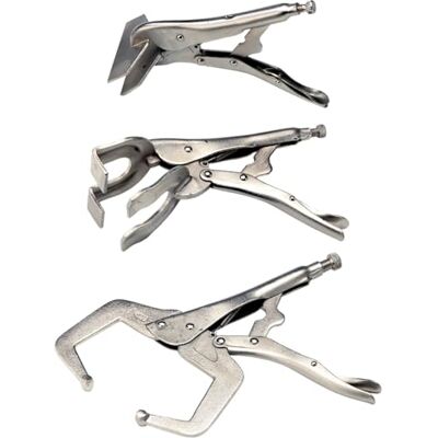 SIP 3pc Welding Clamp Set, 8" Welding Clamp, 9" Bending Clamp and 11" Locking C Clamp Pliers SIP 3pc Welding Clamp Set, 8" Welding Clamp, 9" Bending Clamp and 11" Locking C Clamp Pliers