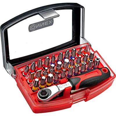 Connex COXB973832 Bit Set with Mini Ratchet, Multi-Colour, 1/4-Inch, Set of 4 Piece Connex COXB973832 Bit Set with Mini Ratchet, Multi-Colour, 1/4-Inch, Set of 4 Piece