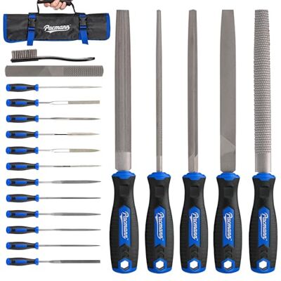 Pacmann 32PCS Metal File Set, Diamond Steel Needle Files, Wood Rasp 4 Way Riffler File, Sandpapers, Wire Brush with Tool Bag for Metal, Wood, Plastic, Jewelry Carving, Polishing Pacmann 32PCS Metal File Set, Diamond Steel Needle Files, Wood Rasp 4 Way Riffler File, Sandpapers, Wire Brush with Tool Bag for Metal, Wood, Plastic, Jewelry Carving, Polishing