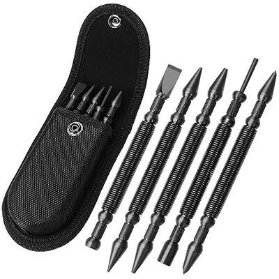 TYRWEEY 5-Piece Nail Setter Dual Head Nail Set & Dual Head Center Punch & Hinge Pin Remover Punch Set, Spring Loaded Center Hole Punch, Nail Setter Features 1/8-in, 3/32-in, 3/16-in, 1/16-in, 1/32-in TYRWEEY 5-Piece Nail Setter Dual Head Nail Set & Dual Head Center Punch & Hinge Pin Remover Punch Set, Spring Loaded Center Hole Punch, Nail Setter Features 1/8-in, 3/32-in, 3/16-in, 1/16-in, 1/32-in