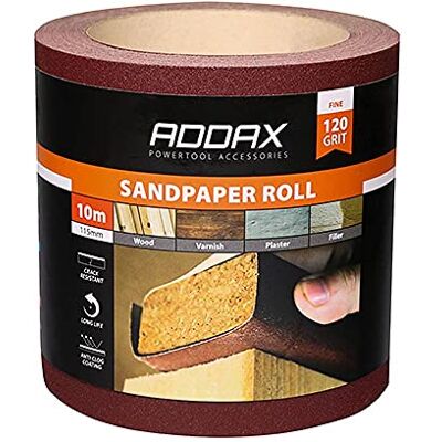 TIMCO 231311 Red Sandpaper Roll - 120 Grit, 115mm x 10m TIMCO 231311 Red Sandpaper Roll - 120 Grit, 115mm x 10m