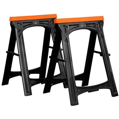 VonHaus Folding Saw Horse Twin Pack, Trestle Table Legs with Rubber Inserts Support Bars Pack Huge 150kg Max Load Cutting Stands Corrosion and Weather Resistant VonHaus Folding Saw Horse Twin Pack, Trestle Table Legs with Rubber Inserts Support Bars Pack Huge 150kg Max Load Cutting Stands Corrosion and Weather Resistant