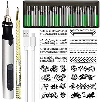 qimoi Rechargeable Cordless Mini Engraver Pen DIY Engraving Tool Kit for Metal Glass Ceramic Plastic Wood Jewelry Stencils qimoi Rechargeable Cordless Mini Engraver Pen DIY Engraving Tool Kit for Metal Glass Ceramic Plastic Wood Jewelry Stencils