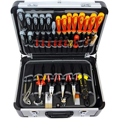 FAMEX 700-L Aluminium Tool Box with 2 Pallets with 56 Pockets Max. Load 30 kg Compartments in the Base of the Case Empty, Without Tools 460 x 355 x 180 mm FAMEX 700-L Aluminium Tool Box with 2 Pallets with 56 Pockets Max. Load 30 kg Compartments in the Base of the Case Empty, Without Tools 460 x 355 x 180 mm