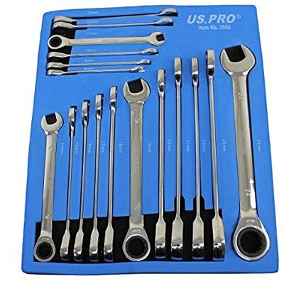 US PRO Tools - 17pc 8-24mm Gear Ratchet Set - Wrench Set US PRO Tools - 17pc 8-24mm Gear Ratchet Set - Wrench Set