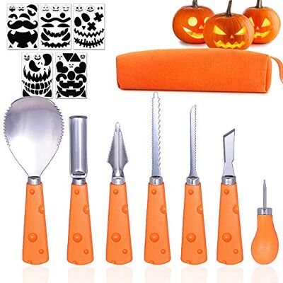 Taspire 7 Packs Pumpkin Carving Kit with Stencils Halloween Pumpkin Carving Tools Set Taspire 7 Packs Pumpkin Carving Kit with Stencils Halloween Pumpkin Carving Tools Set