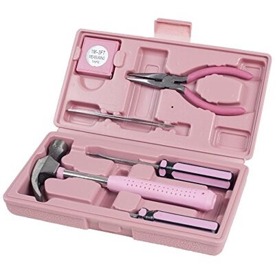 Stalwart 75-HT2007 Household Hand Tools, Pink Tool Set 9 Piece by Set Includes – Hammer, Screwdriver Set, Pliers Stalwart 75-HT2007 Household Hand Tools, Pink Tool Set 9 Piece by Set Includes – Hammer, Screwdriver Set, Pliers