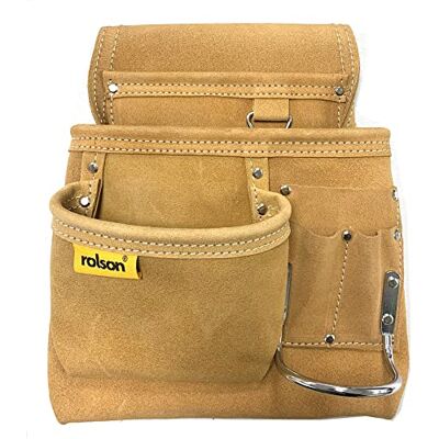 Rolson 68525 Single Leather Tool Organiser Pouch With Metal Hammer Holder Light Camel, Size Small Rolson 68525 Single Leather Tool Organiser Pouch With Metal Hammer Holder Light Camel, Size Small