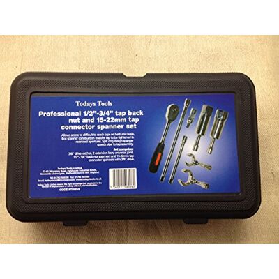 Todays Tools TT Professional 1/2"-3/4" Tap Back Nut & 15-22mm Compression Fitting Set PTBNSS Todays Tools TT Professional 1/2"-3/4" Tap Back Nut & 15-22mm Compression Fitting Set PTBNSS