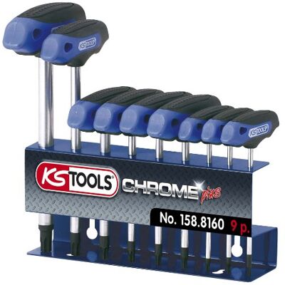 KS TOOLS 158.8160 TX T10-T50 Ergo+ T-Handle Key Set (9 Pieces) KS TOOLS 158.8160 TX T10-T50 Ergo+ T-Handle Key Set (9 Pieces)