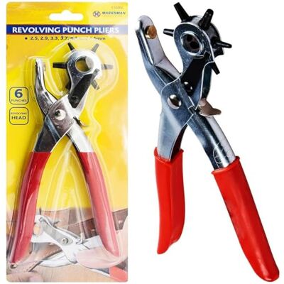 BARGAINS-GALORE Revolving Leather Punch Plier Rivet 6 Sizes Heavy Duty Diy Belt Eyelet Hole Cut Puncher Rubber Cards Pvc Cutter Workshop Tailor Hand Tools BARGAINS-GALORE Revolving Leather Punch Plier Rivet 6 Sizes Heavy Duty Diy Belt Eyelet Hole Cut Puncher Rubber Cards Pvc Cutter Workshop Tailor Hand Tools