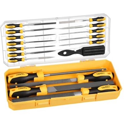 TARIST 27PCS Metal File Set, Include Steel File/Small File/Sandpaper/Brush STORAGE CASE, ANTI-SLIP HANDLE, T12 HIGN-CARBON STEEL TARIST 27PCS Metal File Set, Include Steel File/Small File/Sandpaper/Brush STORAGE CASE, ANTI-SLIP HANDLE, T12 HIGN-CARBON STEEL