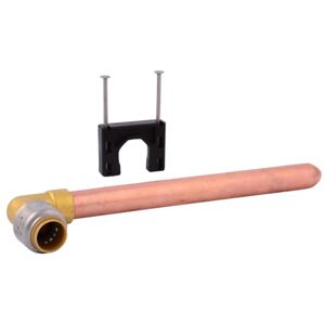SharkBite Max 1/2 Inch 90 Degree Elbow with 8 Inch Copper Stub Out, Push to Connect Brass Plumbing Fitting, PEX Pipe, Copper, CPVC, PE-RT, HDPE, UR351A SharkBite Max 1/2 Inch 90 Degree Elbow with 8 Inch Copper Stub Out, Push to Connect Brass Plumbing Fitting, PEX Pipe, Copper, CPVC, PE-RT, HDPE, UR351A