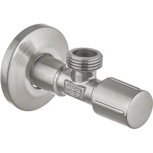 Grohe Brass Angle Valve 1/2 Inch Pre-Roughened Connection Thread for Easy Sealing, Wall Connection 1/2" with Outlet 1/2", Metal Push-On Escutcheon Ø 55 mm, Supersteel, 22041DC1 Grohe Brass Angle Valve 1/2 Inch Pre-Roughened Connection Thread for Easy Sealing, Wall Connection 1/2" with Outlet 1/2", Metal Push-On Escutcheon Ø 55 mm, Supersteel, 22041DC1