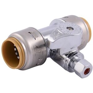 SharkBite Max 3/4 x 3/4 x 1/4 Inch Compression Tee Stop Valve, Push to Connect Brass Plumbing Fitting, PEX Pipe, Copper, CPVC, PE-RT, HDPE, UR24985A SharkBite Max 3/4 x 3/4 x 1/4 Inch Compression Tee Stop Valve, Push to Connect Brass Plumbing Fitting, PEX Pipe, Copper, CPVC, PE-RT, HDPE, UR24985A