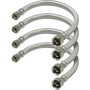 Highcraft 27124-NL-4 Braided Faucet Connector, Hose Used for Supply Lines Connects to 1/2 Inch IPS Brass Nut x 3/8" Female Fitting, Stainless Steel 24 Inch (Pack of 4) Highcraft 27124-NL-4 Braided Faucet Connector, Hose Used for Supply Lines Connects to 1/2 Inch IPS Brass Nut x 3/8" Female Fitting, Stainless Steel 24 Inch (Pack of 4)