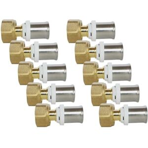 SOMATHERM FOR YOU 302020201 Set of 10 Straight Crimp Fittings for Multilayer Tube Ø16 Female 15/21 (1/2'') Rotating Nut Compatible with H, U, TH Profile Yellow SOMATHERM FOR YOU 302020201 Set of 10 Straight Crimp Fittings for Multilayer Tube Ø16 Female 15/21 (1/2'') Rotating Nut Compatible with H, U, TH Profile Yellow