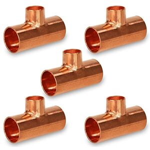 Supply Giant Everflow Supplies CCRT0344-5 Pack of 5 Reducing Tee Copper Fittings with Sweat Ends, 3/4 X 3/4 X 1/2 Supply Giant Everflow Supplies CCRT0344-5 Pack of 5 Reducing Tee Copper Fittings with Sweat Ends, 3/4 X 3/4 X 1/2