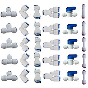 Liimevvon Lemoy 14'' OD Quick Connect Push in to Connect Hose Pipe Connectors Water Tube Fitting for RO Reverse Osmosis Water Filter Fittings Pack of 30 Liimevvon Lemoy 14'' OD Quick Connect Push in to Connect Hose Pipe Connectors Water Tube Fitting for RO Reverse Osmosis Water Filter Fittings Pack of 30