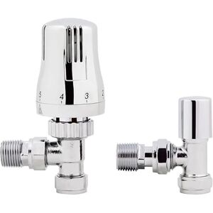 iBathUK Thermostatic Chrome Angled Towel Radiator Valves TRV 15mm Central Heating Taps RA07A iBathUK Thermostatic Chrome Angled Towel Radiator Valves TRV 15mm Central Heating Taps RA07A