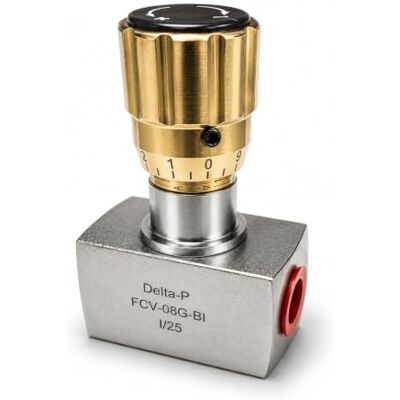 Delta-P Hydraulic Flow Control Needle Valve 1/2" BSP Bi-Directional Ajustable Flow Precise bi-directional hydraulic flow control for smooth system operation Delta-P Hydraulic Flow Control Needle Valve 1/2" BSP Bi-Directional Ajustable Flow Precise bi-directional hydraulic flow control for smooth system operation
