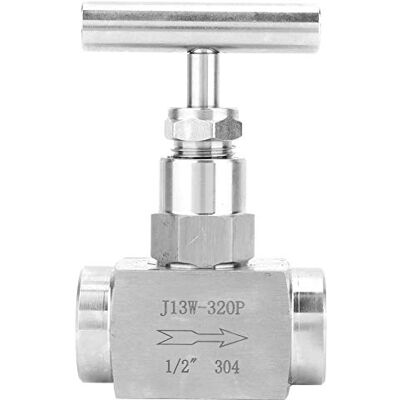 Vikye Straight Needle Valve, High Pressure Stainless Steel BSPP Female Thread Straight Needle Valve for Water Transmission (1/2'') Vikye Straight Needle Valve, High Pressure Stainless Steel BSPP Female Thread Straight Needle Valve for Water Transmission (1/2'')
