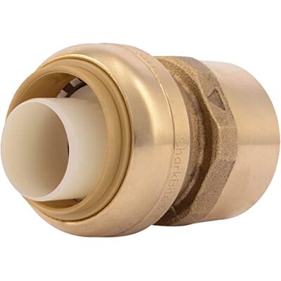 SharkBite U094LFA Straight Connector Plumbing PEX Fittings, Push-to-Connect, Copper, CPVC, 1 Inch x 1 Inch FNPT, Brass, 1" x 1 SharkBite U094LFA Straight Connector Plumbing PEX Fittings, Push-to-Connect, Copper, CPVC, 1 Inch x 1 Inch FNPT, Brass, 1" x 1