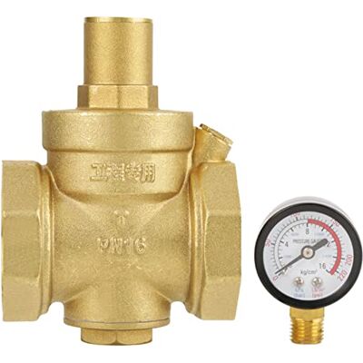 Keenso Pressure Reducing Valve, BSP DN50 2inch Brass Water Pressure Reducing Valve 2'' Adjustable Water Control Pressure Regulator Valve Thread with Gauge Meter 1.6MPa Keenso Pressure Reducing Valve, BSP DN50 2inch Brass Water Pressure Reducing Valve 2'' Adjustable Water Control Pressure Regulator Valve Thread with Gauge Meter 1.6MPa
