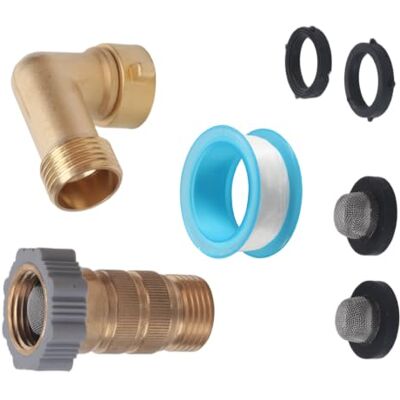 Alksubbm Trailer Hose Maintenance Package with Brass Pressure Regulator 3 / 4 GHT Fitting, 90 Degree Elbow Adapter, Thread Tape, Washer Accessories for Alksubbm Trailer Hose Maintenance Package with Brass Pressure Regulator 3 / 4 GHT Fitting, 90 Degree Elbow Adapter, Thread Tape, Washer Accessories for