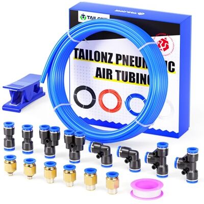 TAILONZ PNEUMATIC TAILONZ Blue 6mm OD 4mm ID PU Pneumatic Air Hose, 10M TAILONZ PNEUMATIC TAILONZ Blue 6mm OD 4mm ID PU Pneumatic Air Hose, 10M