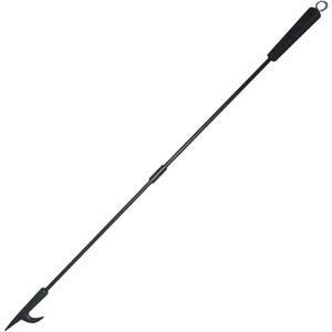 Relaxdays fire poker, 91.5 cm long, fire hook with wooden handle, hanging loop, stove & fire bowl, iron, black Relaxdays fire poker, 91.5 cm long, fire hook with wooden handle, hanging loop, stove & fire bowl, iron, black
