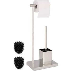 Relaxdays Free-standing Toilet Brush & Roll Holder, Stainless Steel, 66.5x23x18 cm Relaxdays Free-standing Toilet Brush & Roll Holder, Stainless Steel, 66.5x23x18 cm