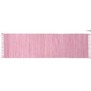 Theko Dhurry Rug 100% Cotton Flat Weave Rug Happy Cotton Handwoven Colour: Rose 70 x 250 cm Theko Dhurry Rug 100% Cotton Flat Weave Rug Happy Cotton Handwoven Colour: Rose 70 x 250 cm