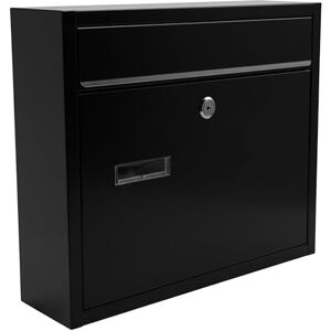 Relaxdays letterbox with nameplate, 4 keys, horizontal, dimensions HxWxD: 31 x 36 x 10 cm, metal, black Relaxdays letterbox with nameplate, 4 keys, horizontal, dimensions HxWxD: 31 x 36 x 10 cm, metal, black