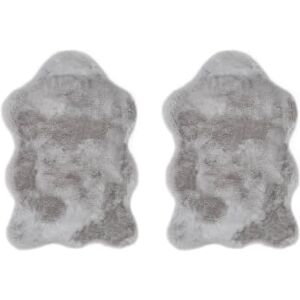 LUXOR - Coste Faux Fur Fluffy Rug - Grey - Bedroom Set of 2 55 x 80 cm LUXOR - Coste Faux Fur Fluffy Rug - Grey - Bedroom Set of 2 55 x 80 cm