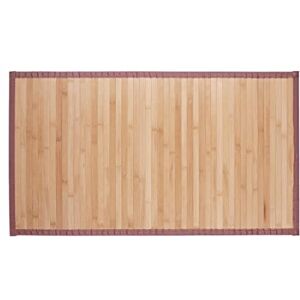 Relaxdays Natural Bamboo Bath Mat, Moisture-Resistant, Textile Border, Bathtub Rug, 80 x 45 cm Relaxdays Natural Bamboo Bath Mat, Moisture-Resistant, Textile Border, Bathtub Rug, 80 x 45 cm