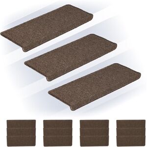Relaxdays Stair Treads, Set of 15, Rectangular Step Mats, 65 x 24 cm, Self-Adhesive, Non-Slip, Carpet Runner, Dark Brown, Plastic Relaxdays Stair Treads, Set of 15, Rectangular Step Mats, 65 x 24 cm, Self-Adhesive, Non-Slip, Carpet Runner, Dark Brown, Plastic