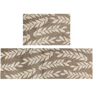 JVL Mega Mat Machine Washable Entrance Runner and Doormat Set, Brown Leaves JVL Mega Mat Machine Washable Entrance Runner and Doormat Set, Brown Leaves