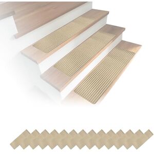 Relaxdays Stair Mats Set of 16, Rectangular, 65 x 20 cm, Self-Adhesive TPR Backing, Beige Relaxdays Stair Mats Set of 16, Rectangular, 65 x 20 cm, Self-Adhesive TPR Backing, Beige