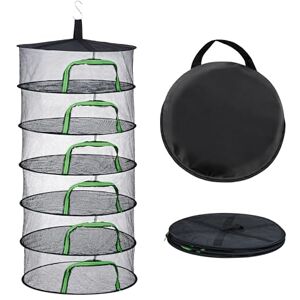 Relaxdays Foldable Drying Rack, 6-Tier Net for Herbs, Fruit, Vegetables, Hanging Dryer, Green/Black, 90% Polyester, 120 x 60 x 60 cm Relaxdays Foldable Drying Rack, 6-Tier Net for Herbs, Fruit, Vegetables, Hanging Dryer, Green/Black, 90% Polyester, 120 x 60 x 60 cm