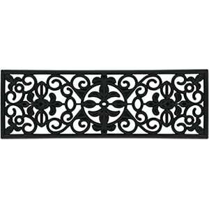 Relaxdays Rubber Step Mat, Rectangular, Indoor & Outdoor Doormat, Shoe Scrapper, 75 x 25 cm, Ornaments, Anti-Slip, Black Relaxdays Rubber Step Mat, Rectangular, Indoor & Outdoor Doormat, Shoe Scrapper, 75 x 25 cm, Ornaments, Anti-Slip, Black