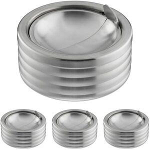 Relaxdays Set of 4 Windproof Ashtrays, Hinged Lid, Stainless Steel, Outside & Inside, HWD: 7 x 11.5 x 11.5 cm, Silver Relaxdays Set of 4 Windproof Ashtrays, Hinged Lid, Stainless Steel, Outside & Inside, HWD: 7 x 11.5 x 11.5 cm, Silver