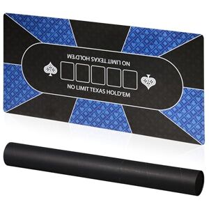 Relaxdays Poker Mat, 120x60 cm, Texas Hold'em, 10 Players, Anti-Slip, Waterproof, Storage Roll, Casino Game, Blue/Black, 60% polyester 40% rubber, 120 x 60 cm Relaxdays Poker Mat, 120x60 cm, Texas Hold'em, 10 Players, Anti-Slip, Waterproof, Storage Roll, Casino Game, Blue/Black, 60% polyester 40% rubber, 120 x 60 cm
